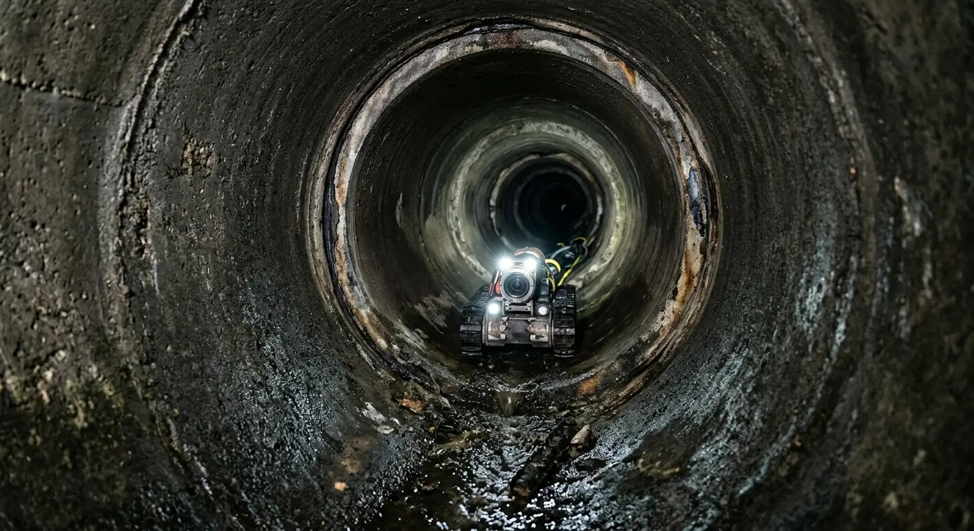 Robotic sewer camera inspecting pipe interior for Sewer Line Repair in Gadsden